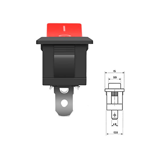 MXRS 12 Pcs SPST Snap-in ON-Off 2 Pin Snap Rocker Boat Switch Black AC 250V 6A 125V 10A for Car Auto Boat Household Appliances(Red Button)