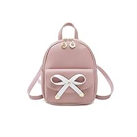 ForHe Girls Bowknot Cute Leather Backpack Mini Backpack Purse With Earphone Hole For Women,Pink