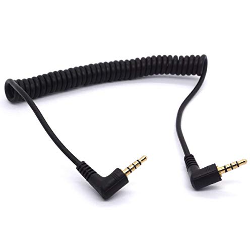 Coiled AUX Cable 3.5mm Audio Cable Plug Spring 4-Conductor Aux Stereo Extension Cord for Headphones iPad, iPhone, iPod, Mp3, Mp4, Tablets, Car, Echo Dot- 1.5m/5Feet - Thumbnail 3