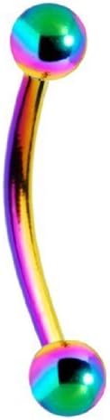 Eyebrow Ring with Beads 16 Gauge 5/16" By Eg Gifts (Multi-Color)