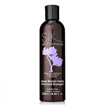SILK OIL OF MOROCCO BLONDE TONING SHAMPOO - BEST BLONDE SHAMPOO, TONER FOR BLONDE HAIR, ASH BLONDE TONER - SILVER SHAMPOO / VIOLET SHAMPOO / PURPLE SHAMPOO