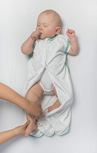 Amazing Baby Microfleece Sleeping Sack with 2-Way Zipper, Playful Dots, SeaCrystal, Small