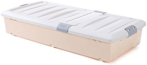 TYJY Extra Large Plastic Double Buckle Bed Bottom Storage Box with Lid and Wheels, Stackable (Color : B)
