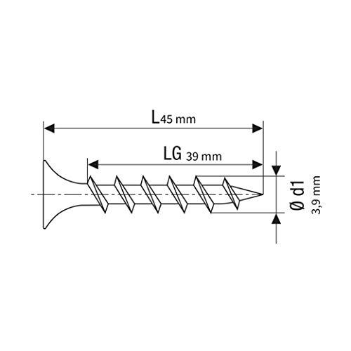 SPAX GIX-B Schnellbauschrauben 3,9 x 45 mm Grobgewinde, 500 Stück, Trompetenkopf, Kreuzschlitz-H2, Trockenbauschrauben… – Bild 5