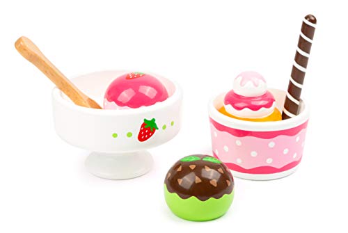 Small Foot 11481 Eiscreme Set Venezia, Zwei Eisbecher aus liebevoll handbemaltem Holz für die Kinderküche Spielzeug…