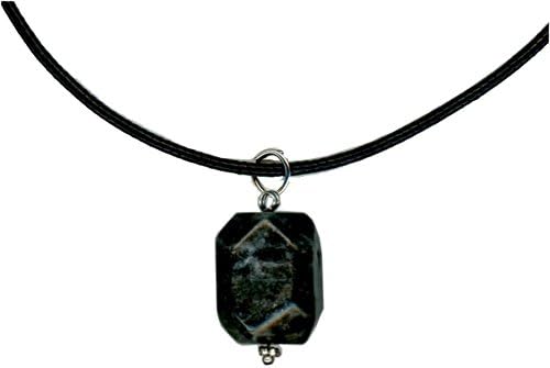 Black and Gray Labradorite Gemstone Men's Pendant Necklace Black Cord 18-20 Inches Handmade
