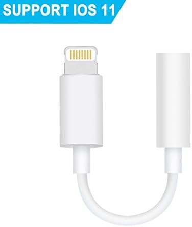 Lightning to 3.5 mm Headphone Jack Adapter, Connector for iPhone X/iPhone 8/8 plus/iPhone 7/7 plus, Support for Music Control &amp; Calling Function, Supports iOS 10.3 or Later (White)