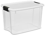 Sterilite 19859806, 30 Quart/28 Liter Ultra Latch Box, Clear with a White Lid and Black Latches, 6-Pack (Kitchen)