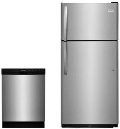 Frigidaire 2-Piece Kitchen Package with FFTR1821TS 30" Freestanding Top Freezer Refrigerator and FFBD2412SS 24" Built In Full Console Dishwasher in Stainless Steel