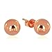 JewelStop 14k Rose Gold Ball Stud Earrings - 3mm 4mm 5mm 6mm 7mm 8mm 10mm