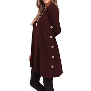 iGENJUN Fall Dresses for Women 2022 Sweater Dress Long Sleeve Button Side Pullover Fall Dress Knit Dresses