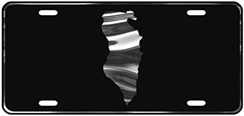 CustoMonsterDesigns Bahrain Map License Plate Bahrain License Plate Chrome Mirror Silver on Black Mirror License Plate