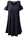 URBANCLEO Womens Off The Shoulder Elong Tunic Top Mini T-Shirt Dress Navy, 2XL