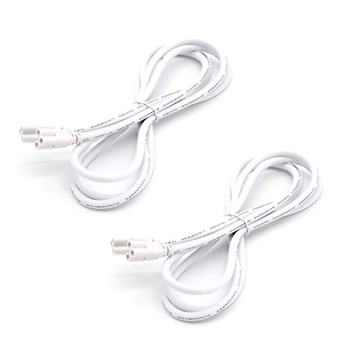T5 T8 Extension Cords, 10 ft 3 Meter Connector Cord, 3-Prong Extended Power Cable for Integrated LED Tube Light, Single LED Shop Garage Light Fixture, Under Cabinet Lights Pack of 2