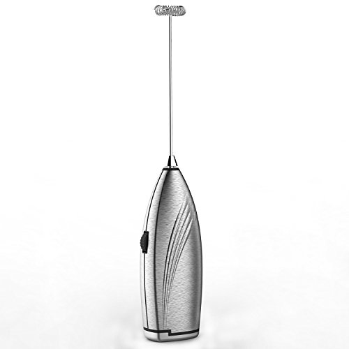 FINE DRAGON Stainless Steel Electric Milk Frother Drink Mixer with Variable Speed