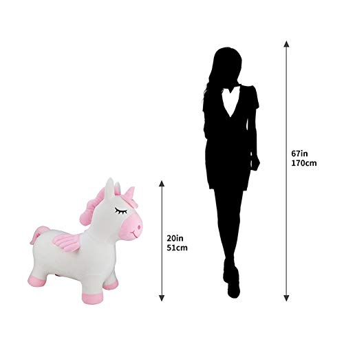 Bouncy Unicorn Hopper for Toddlers-Hopping/Bouncing/Bounce Horse, Jumping Horse, Inflatable Ride-on Animal Toy for Kids/ Children/ Boys/ Girls Plush Covered(Include Pump) - Thumbnail 3