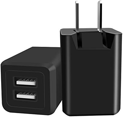 Wall Charger 2.1A 10.5W AC/DC Adapter Double USB Universal Portable Charger for iPhone 8 Plus X iPhone 7 Plus iPad With Lighting Cable (Black+Lighting Cable)