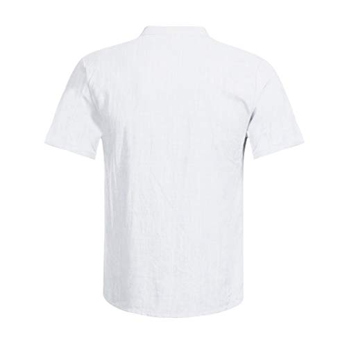 Cotton V Neck T Shirt Short Sleeve Button Up Slim Fit Sold Summer Fashion T-Shirt Tops Tee Shirt White