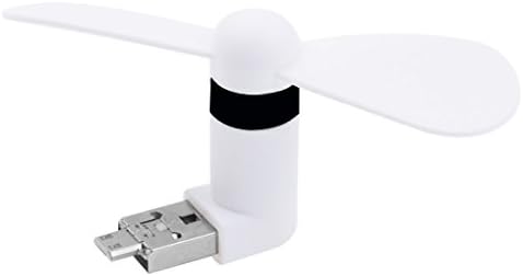 FNWD USB Micro 2-in-1 Mini Fan, Portable Dock Cool Cooler Rotating Mobile Phone Fan Foldable Personal Fan for power bank mobile power Android Phone (White)