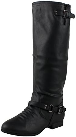 Top Moda Women's COCO 1 Knee High Riding Boot, Premium Black Pu 6.5
