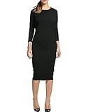 HOTOUCH Women Casual Batwing Long Sleeve Solid Slim Midi Dress