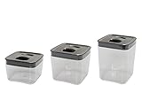 Click Clack Cube Storage Containers with Stainless Steel Lids, Set of 3