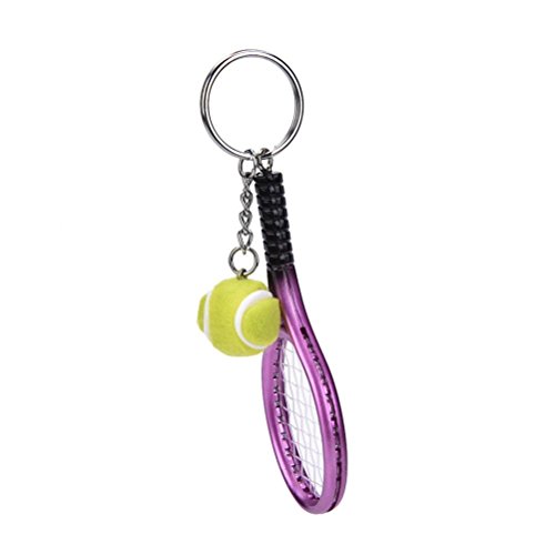 Pakala66 Sport Style Tennis Ball Key Chain Key Ring 6 Color Set Best Gift for Sports Lovers (Tennis Ball & Racket Key Chain)