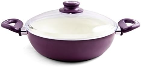 Essenso Ecotouch Lazio Enamel-Coated Low Dutch Oven with Nonstick Ceramic Interior, PTFE / PFOA Free, 3.5 Quart, Purple