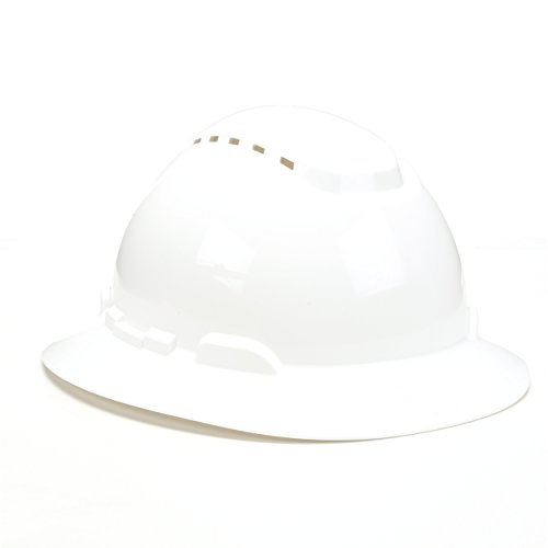 3M Full Brim Hard Hat H-801V, White 4-Point Ratchet Suspension, Vented
