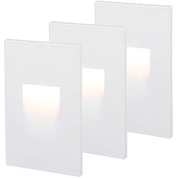 LEONLITE 120V Dimmable LED Step Light, 3.5W 3000K Warm White, 110lm High CRI 90, ETL Listed Indoor Outdoor Stair Light, Aluminum Waterproof Staircase Light, 5-Year Warranty, White, Pack of 3