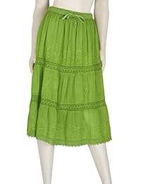 JOTW Faldas indias para dama con diseño sólido bordado (IND # 247)