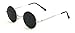 Casual Fashion Small Round Circle Thin Metal Frame Unisex Sunglasses Lennon (Silver - black lens)