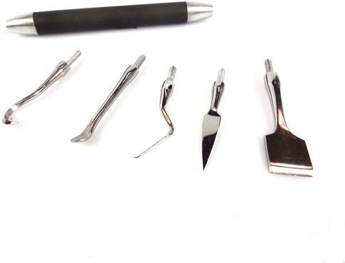 Set of 1Pcs Double Ended Handle, 5Pcs Changeable Tips, Multi Purpose Carving Set Pottery Clay Tools Arts and Crafts Needs Picks Scrapers Professional Set