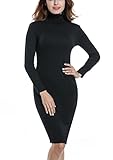 ACEVOG Women's Turtleneck Ribbed Long Sleeve Knit Sweater Dresses