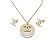 Think Positive Women's Stainless Steel Fashion Jewelry Sets Shell Pendant Necklace Earrings Gold Plating