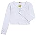 Fashion Womens Long Sleeve Crop Top Round Neck T Shirt Blouse (L, White)