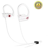 Bluetooth Headphones,HBUDS Waterproof IPX7 Wireless Sports Earbuds,Deep Bass HiFi Stereo in-Ear Earphones Built-in Mic, 8-9 Hrs Playtime Noise Canceling Headsets White(Memory Ear Tips & Fast Pairing)