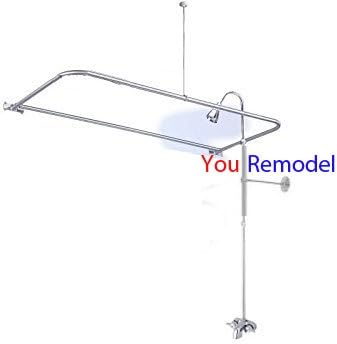 Add A Shower Converter Kit For Clawfoot Tub with Diverter Faucet &amp; D-Shape Rod