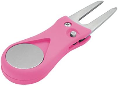 Favdoor Golf Divot Tool with Pop-up Button &amp; Magnetic Ball Marker Pitch Mark, Lightweight, Portable, Mini Divot Repair Tool, Best Choice for Professional Golfers (Pink)