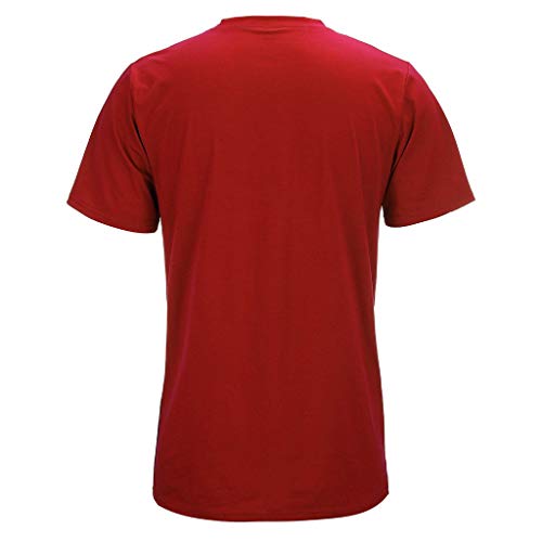 Mens 2 Piece Outfit Sport Thin Set Spring Summer Casual Short Sleeve Color Block Tops + Short Pants Tracksuit (Red, XXL)