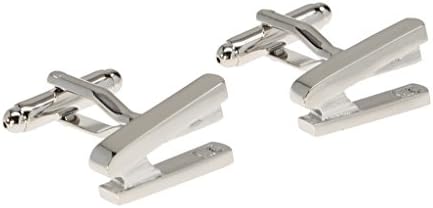 Mens Cuff Links with Silver 3D Stapler Design Workplace Theme