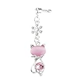Hacloser 3.5mm Dust Plug Charm For Samsung Android iPhone 6, Jack Cat Rhinestone Dust Anti Stopper Plug (Pink)