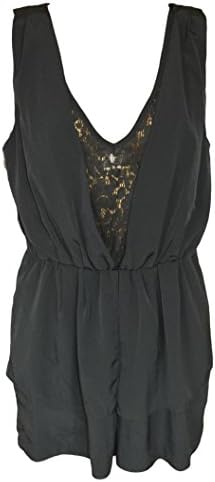 Ex Miss Selfridge Black Floral Laced Peplum Summer Sun Romper Playsuit US 4 Black