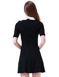 aphratti - vestido corto acampanado, manga corta con cuello estilo peter pan