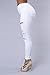 Ermonn Women's High Waist Destroyed Ripped Hole Stretch Denim Skinny Jeans Distressed Trousers White