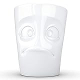 TASSEN Porcelain Mug with Handle, Baffled Face Edition, 11 oz. White (Single Coffee Mug) Coffee Cup