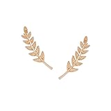 Humble Chic Women's Olive Leaf Ear Crawlers Tiny Delicate Branch Stud Earrings