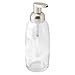 mDesign Foaming Glass Soap Dispenser Pump, Two-Piece Bathroom Accessory Set- Clear/Satin, Frost/Satin