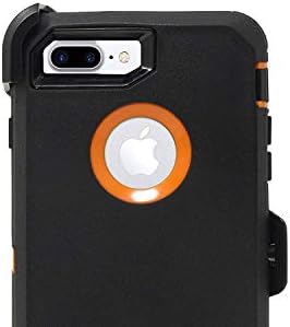 OtterBox Defender Series Case iPhone 8 Plus & iPhone 7 Plus Cover + Cable Belt Clip Holster Fits OtterBox (Black Orange)