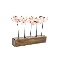 WOOD MEETS COLOR Table Vase Set, Home Decor Display with Tubes and Artificial Flowers